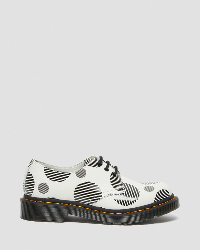 Dr Martens 1461 Polka Dot Smooth Læder Oxford Sko Dame Hvide | DK 366AHK